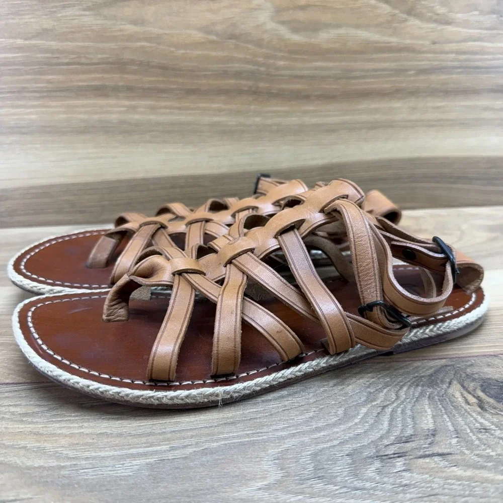Christian Louboutin Strappy Ankle Strap Sandals 8 EU 38 Tan Leather